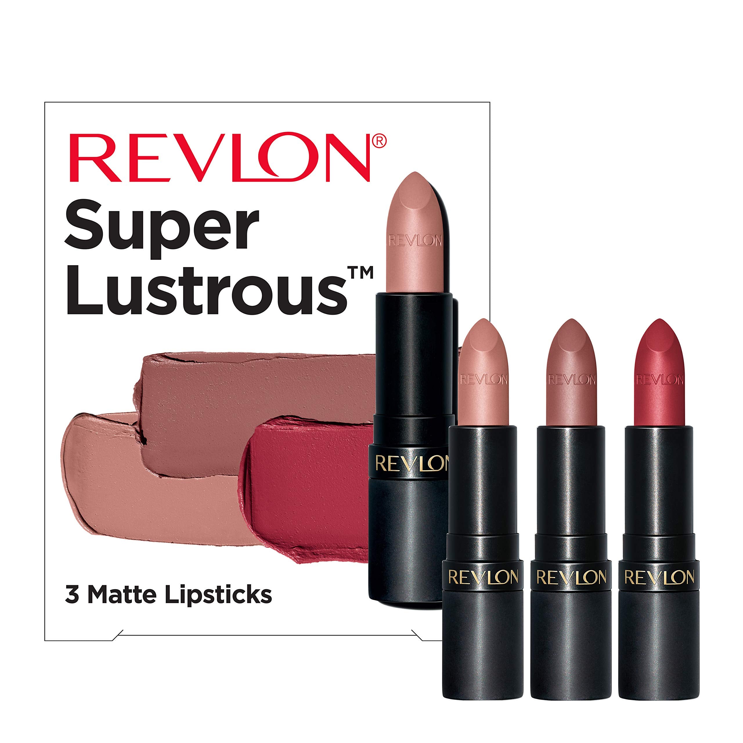Revlon Super Lustrous Shameless matte lipstick tube swatch for bold daily color.