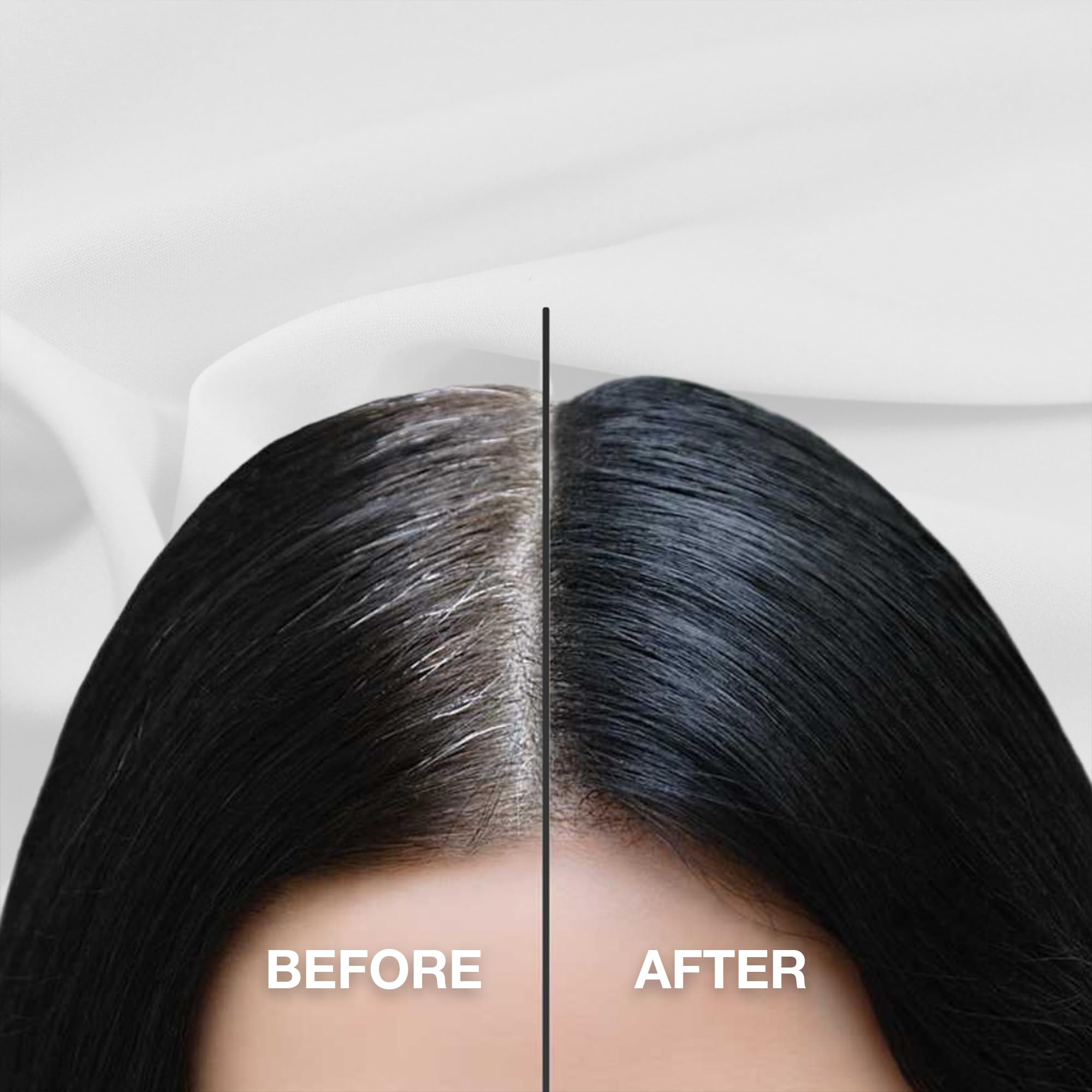 REVO before-after imagery shows gray roots transformation.