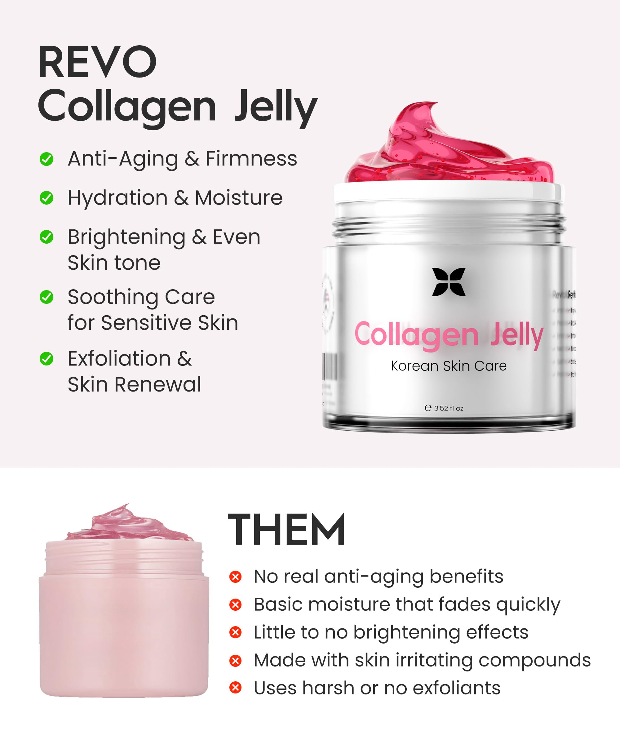 Applied on hand, REVO Collagen Jelly delivers refreshing coolness and moisture
