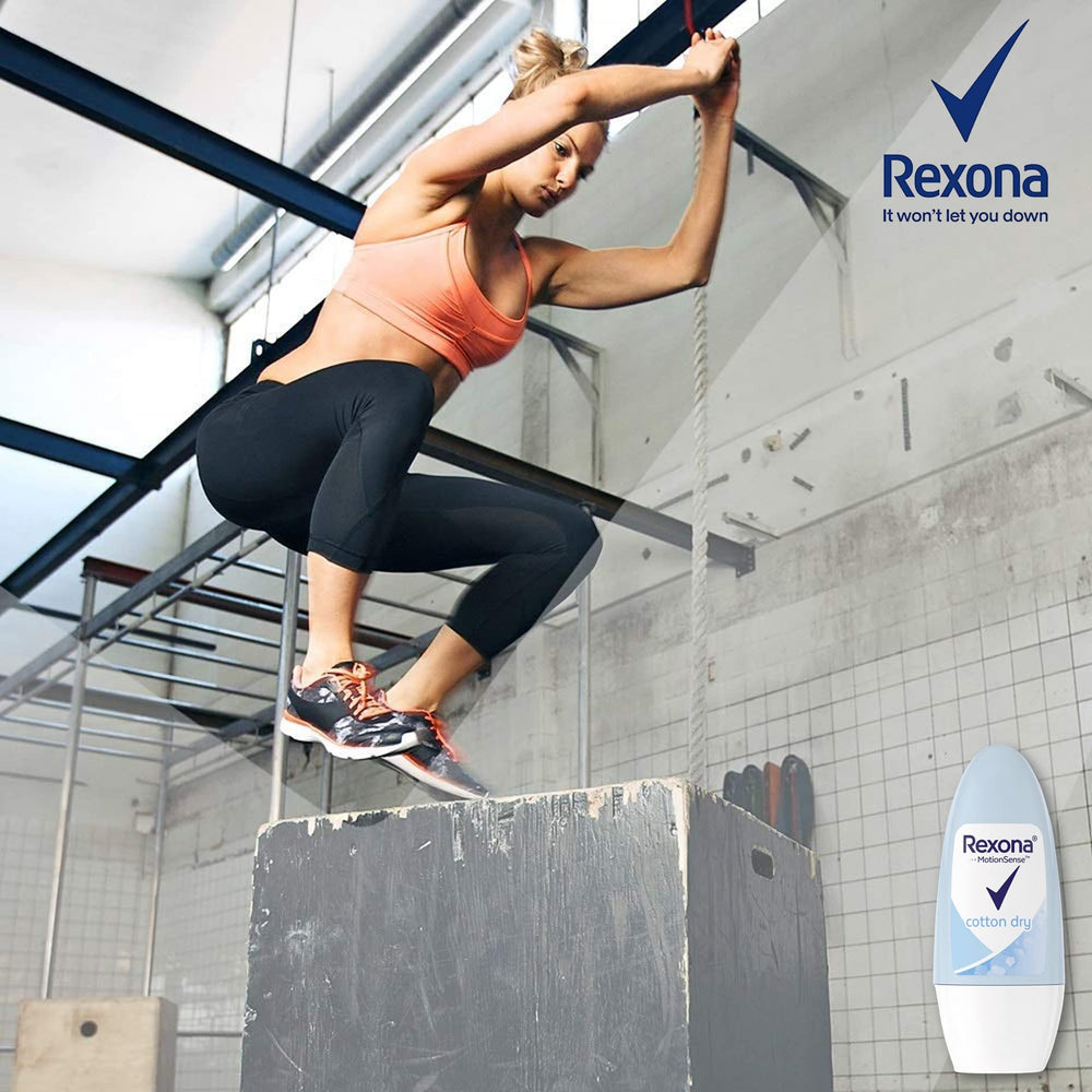 Rexona Women Cotton Dry with aloe moisture for soothing skin.