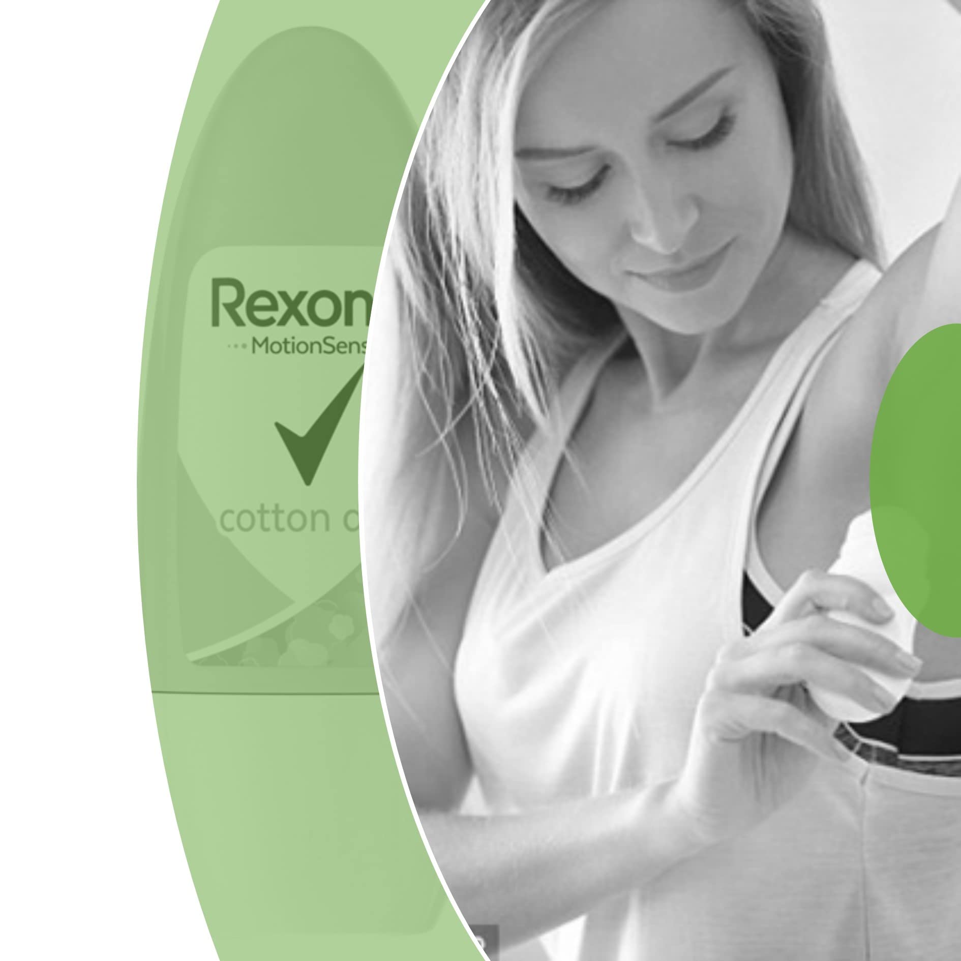 Rexona Women Cotton Dry rollerball close-up for smooth glide.
