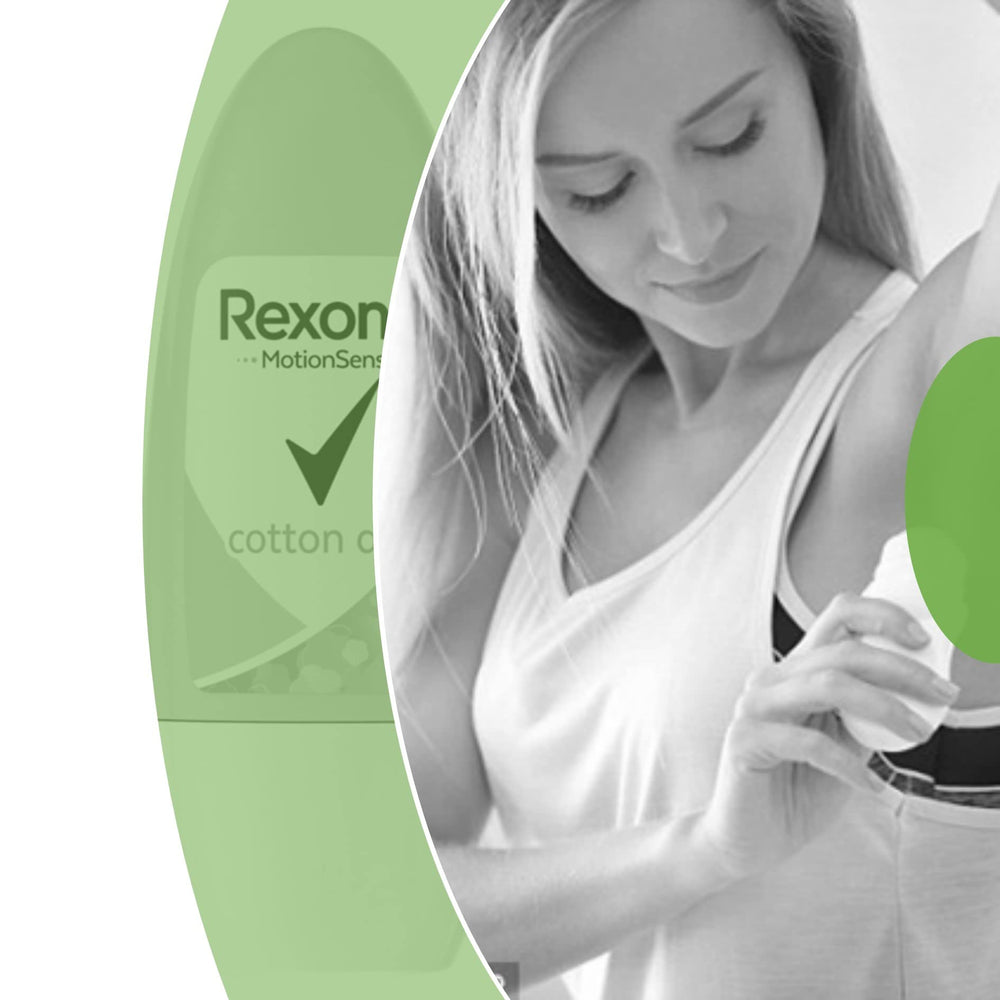 Rexona Women Cotton Dry rollerball close-up for smooth glide.