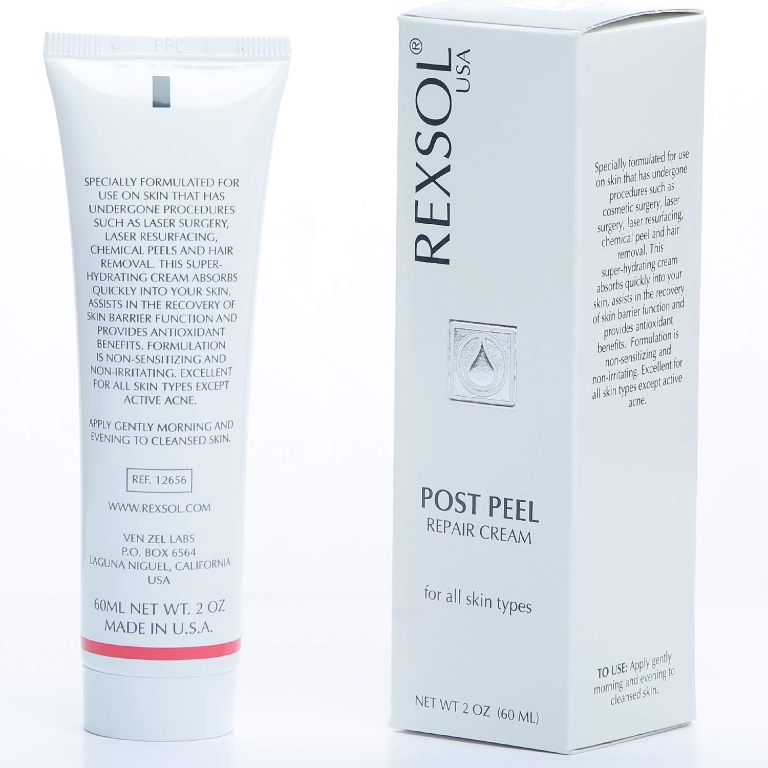 REXSOL Post Peel Cream application image shows quick absorption