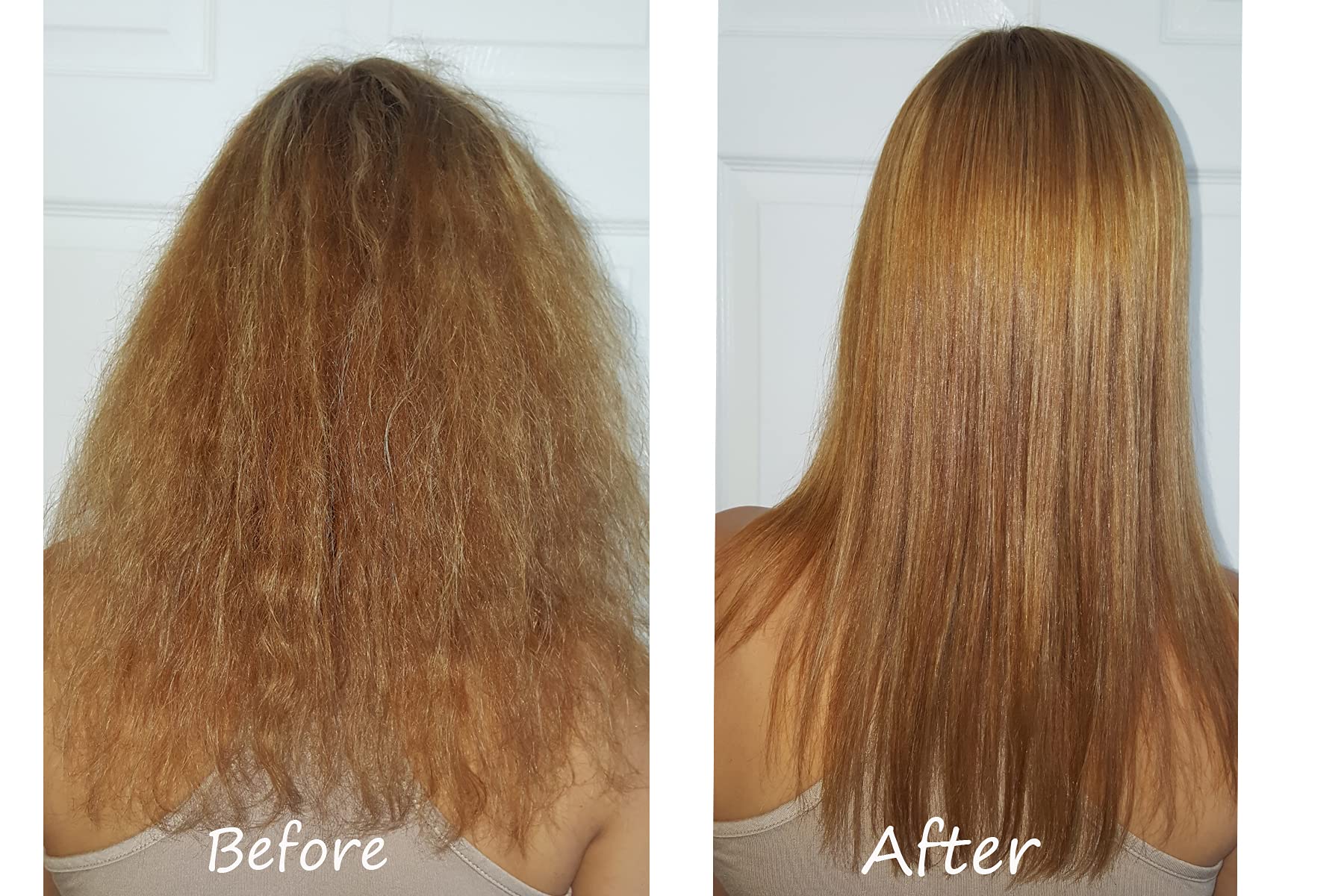 Reyliff Brazilian Keratin 32oz shows noticeable straightening results after use.