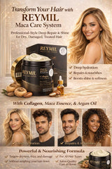 REYMIL Collagen Hair Mask cream texture suggests easy application.