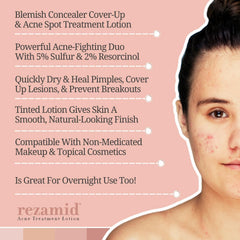 Rezamid color-matcher liquid tint swatch blends with skin tone for seamless coverage