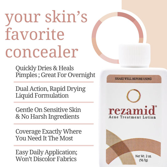 Rezamid sulfur-resorcinol formula close-up highlighting active blemish-fighting ingredients