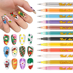 RFENLY 12-color nail art pens with a 0.5mm tip for precise lines.