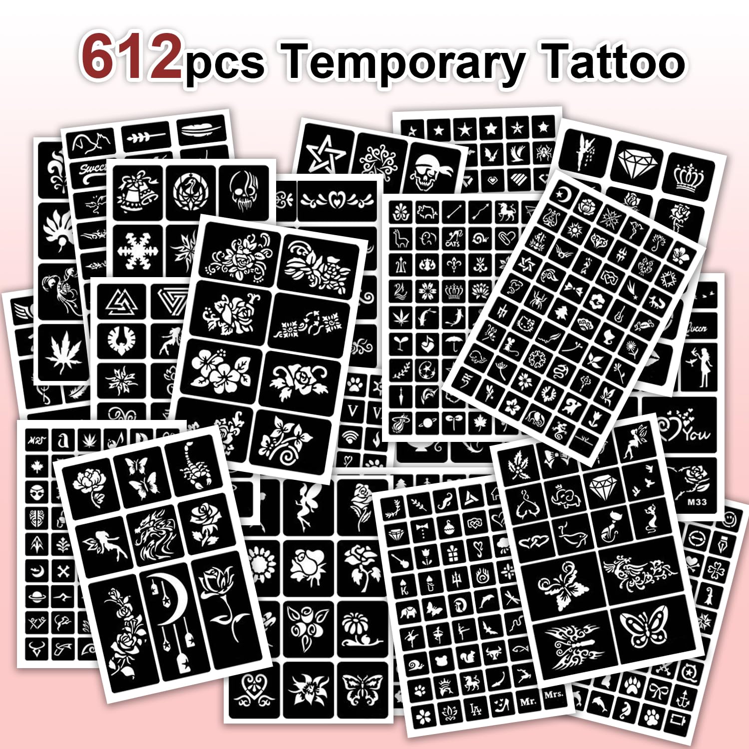 RFENLY 612 stencils provide versatile designs for quick, professional-looking tattoos.