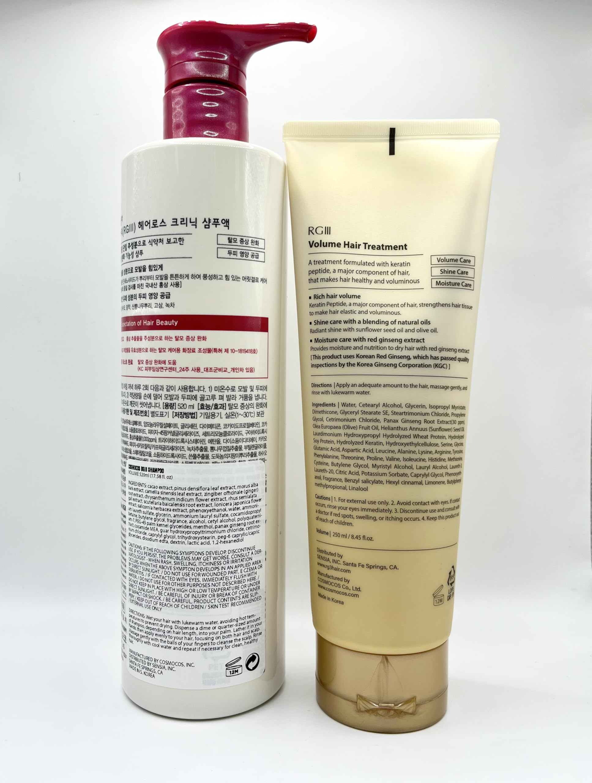 RGIII Keratin peptide note on packaging for hair strength.