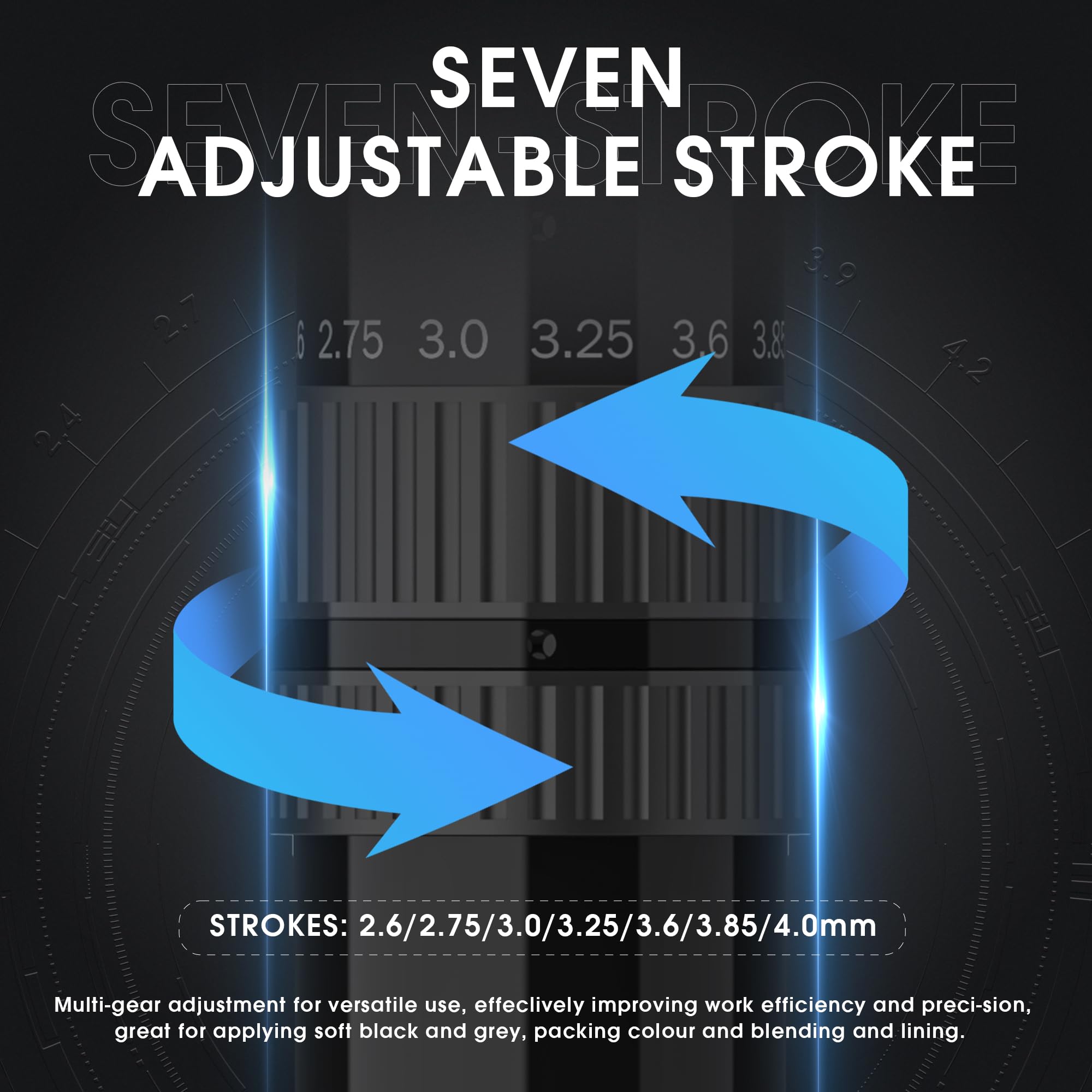 RHEIN RNE40KIT-1 seven stroke settings support versatile line and shading.