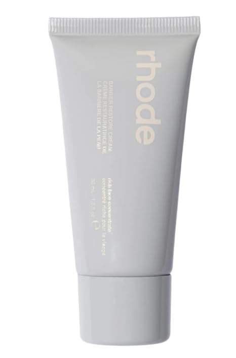 Rhode Barrier Restore Cream bottle for daily hydration and skin resilience