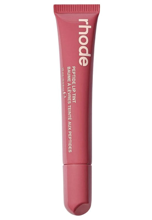 Rhode Peptide Lip Tint Salty Tan bottle provides glossy hydration with a subtle tint.