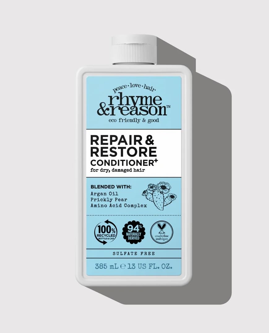 Rhyme & Reason Repair & Restore conditioner smoothing swatch demonstrates detangling ability.