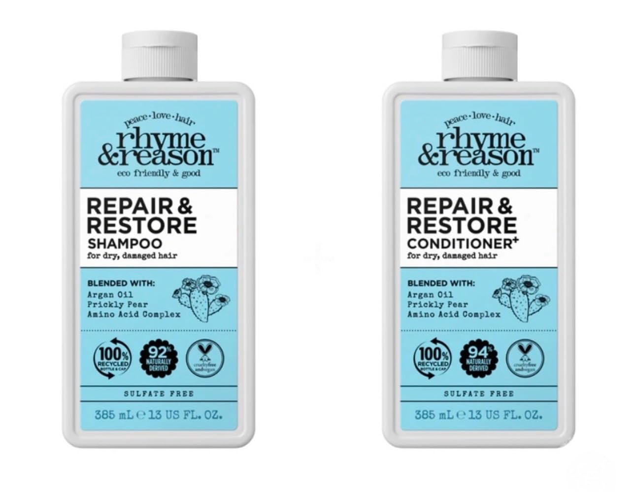 Rhyme & Reason Repair & Restore shampoo bottle ready to hydrate dry hair.