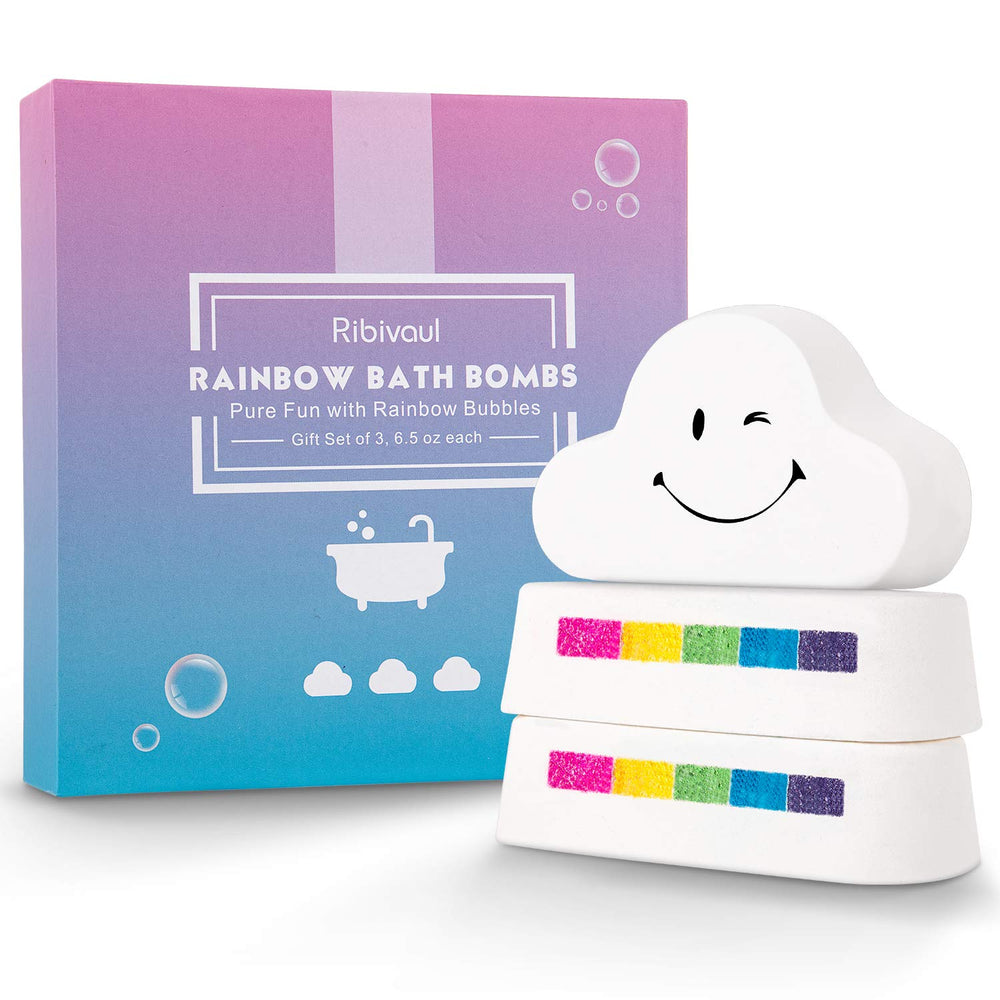 Ribivaul Cloud Rainbow Bath Bombs pack for a colorful soak