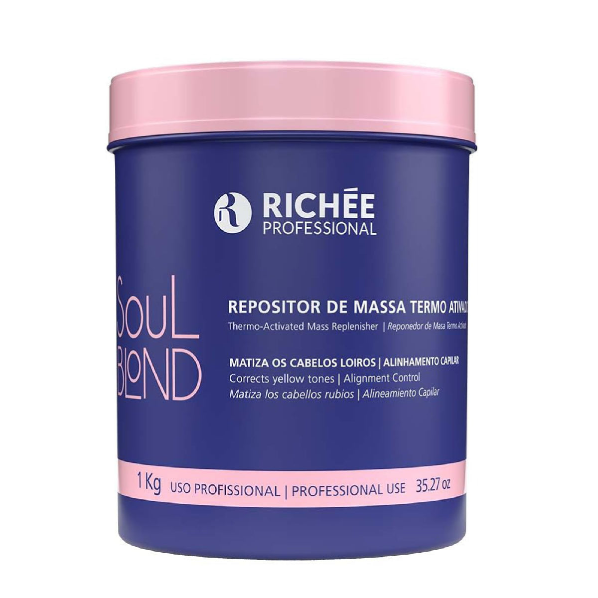 Richée Professional Soul Blond thermo-activated bottle for nourishing blonde hair and neutralizing yellow tones.