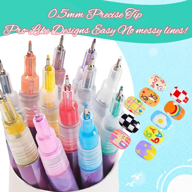 Ricishiy nail art pens support 3D textures and decorative painting on nails