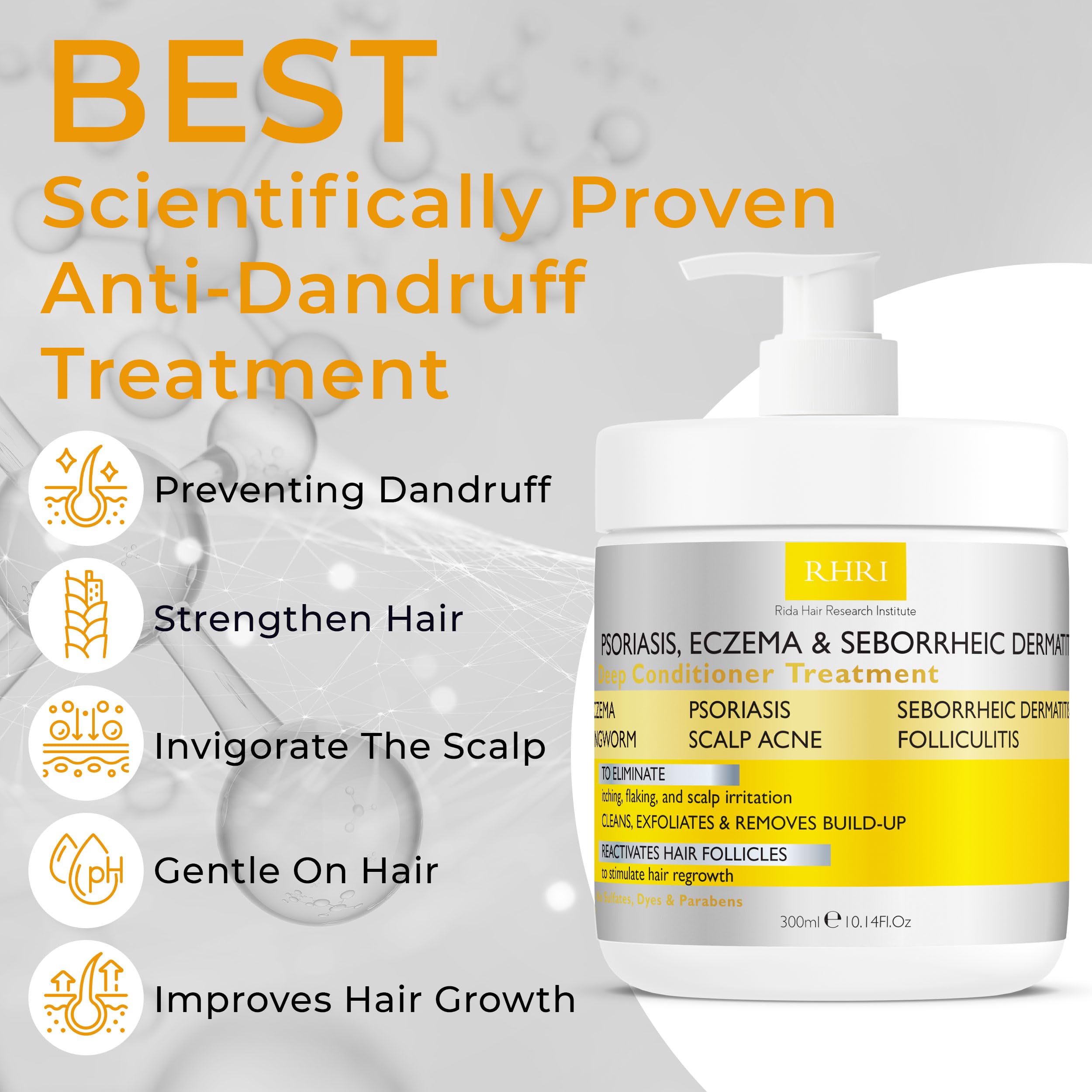Rida Hair Research Institute conditioner with tea tree oil drops for cleansing scalp