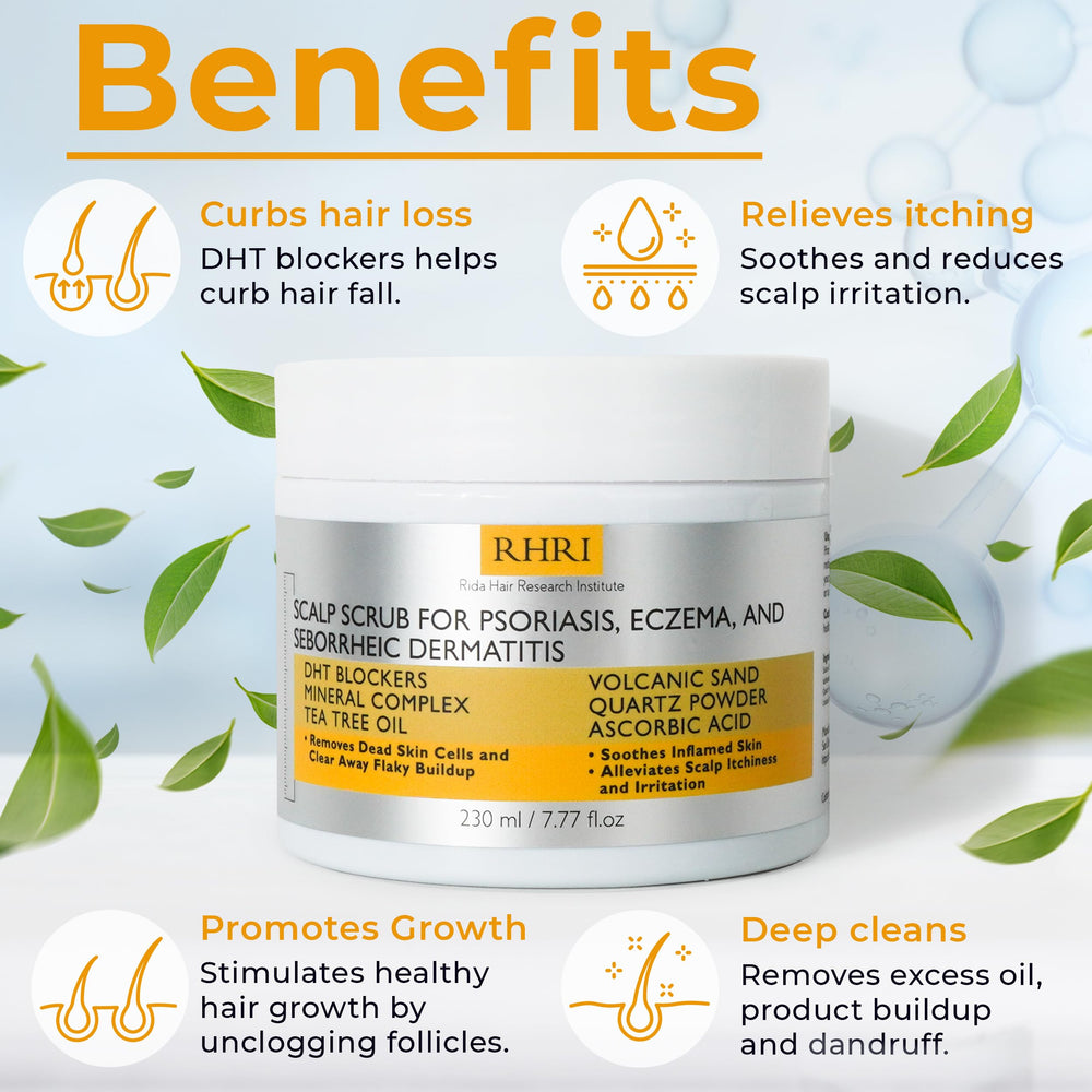 Rida Hair Research Institute scrub applied on hands ready for scalp massage