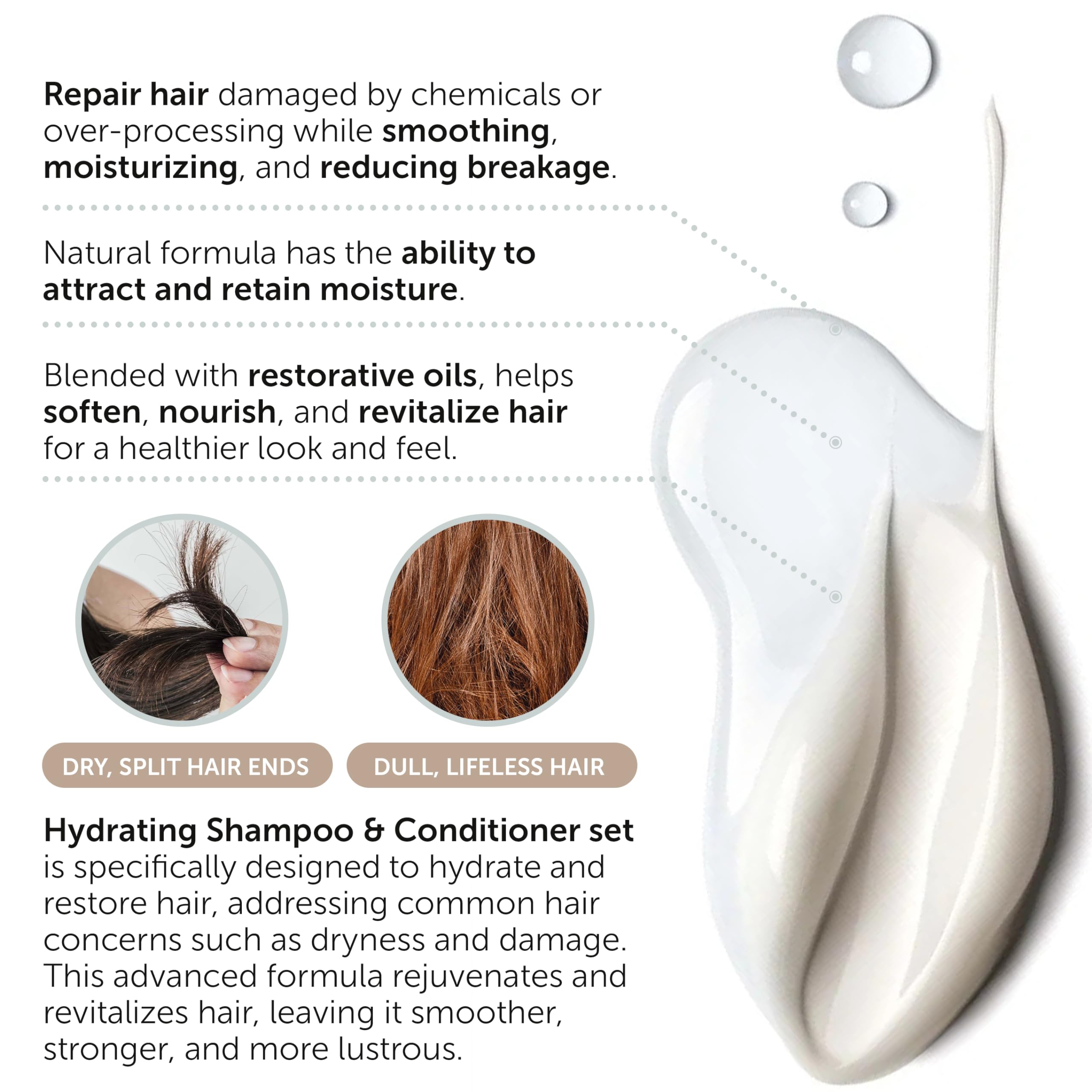 Close-up of dry, damaged hair showing revival with Rida set