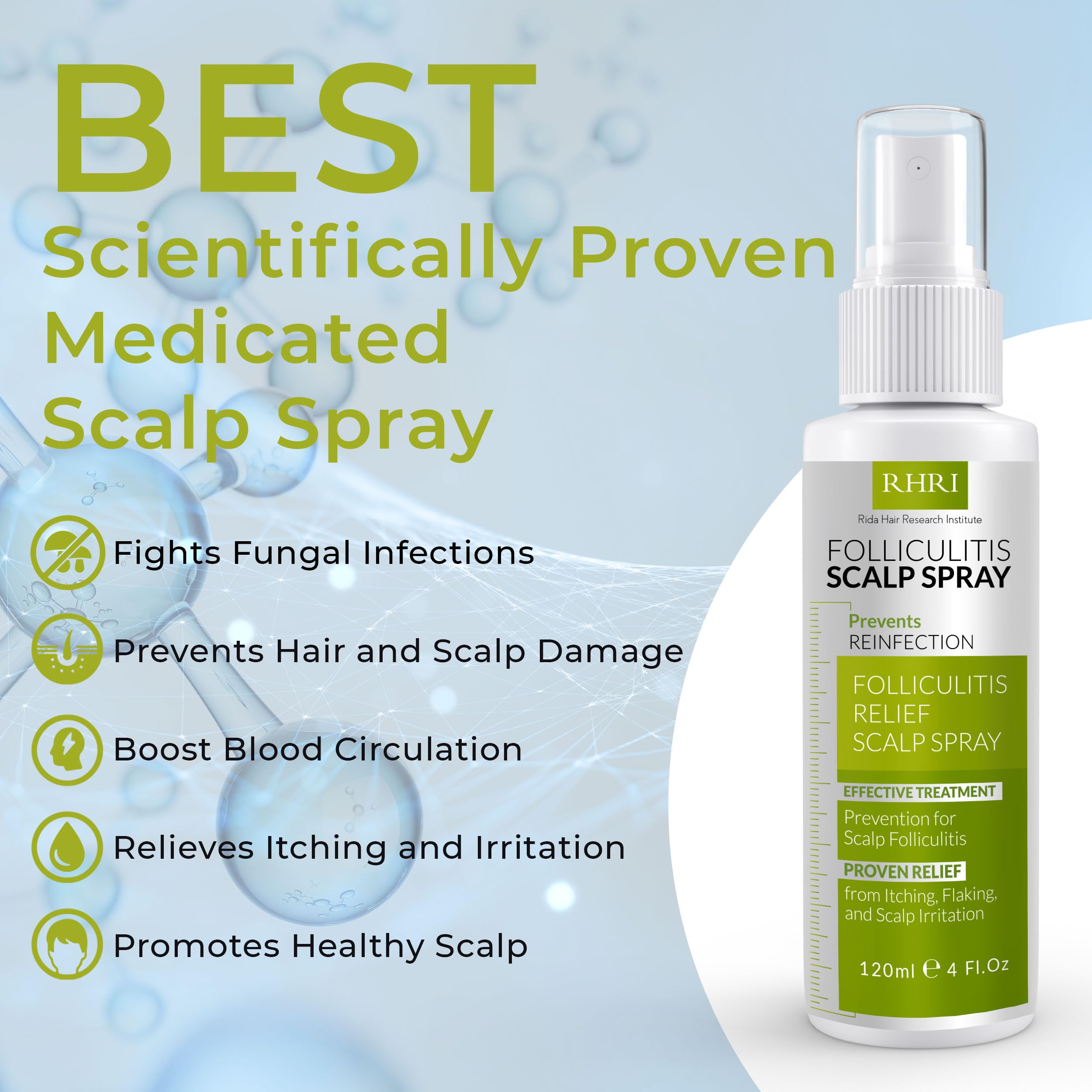 Rida Hair packaging and label highlighting antifungal formula.