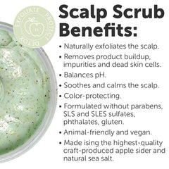 Texture close-up of Rida scalp scrub showing apple cider balance with sea salt exfoliation