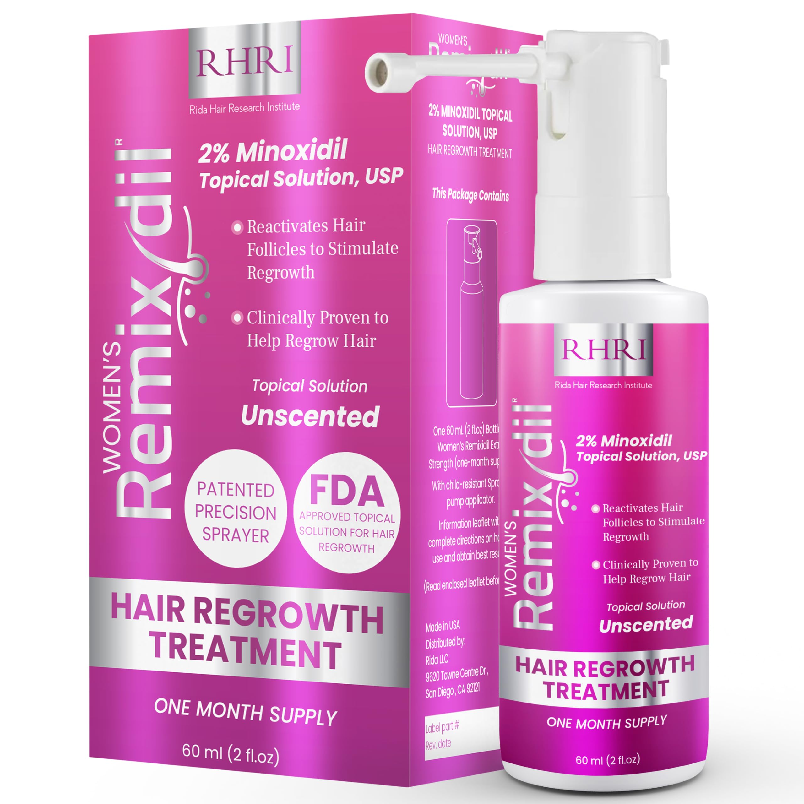 Rida Hair Minoxidil spray packaging for a daily regrowth routine.