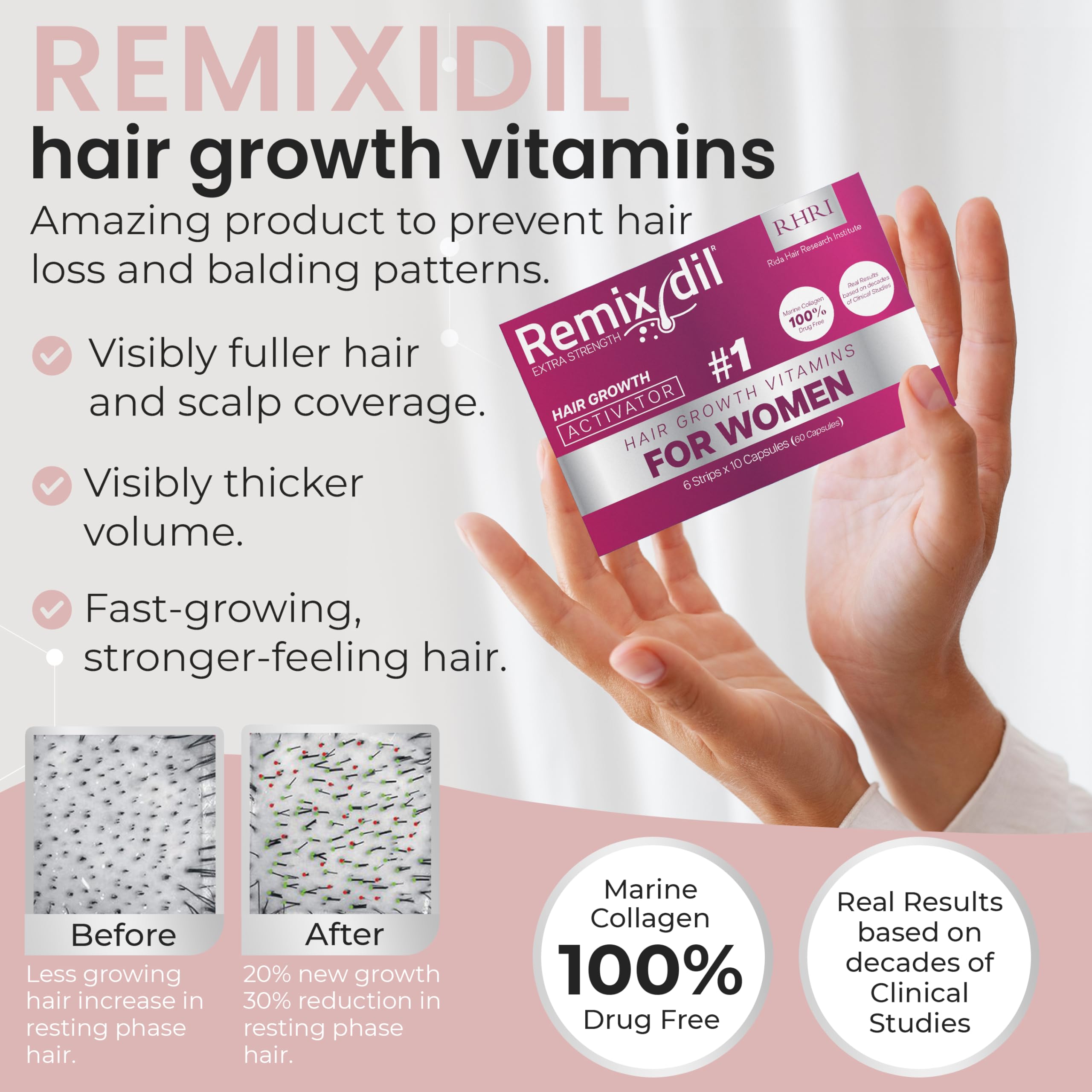 Rida Hair Research Institute ingredients scene emphasizing nourishing nutrients for healthy hair