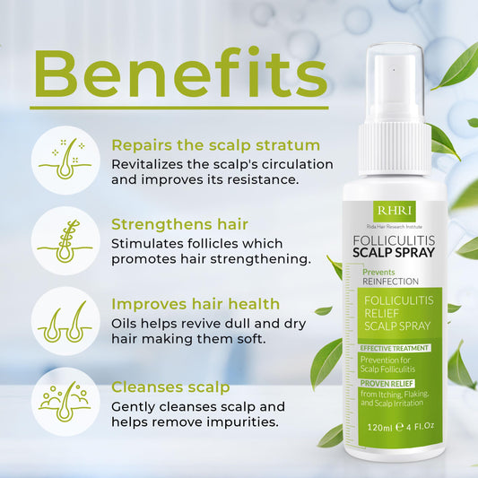 Rida Hair scalp spray application demonstrating the mist on the scalp.