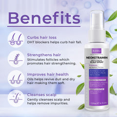 Rida Neoketramin spray application on scalp for soothing relief