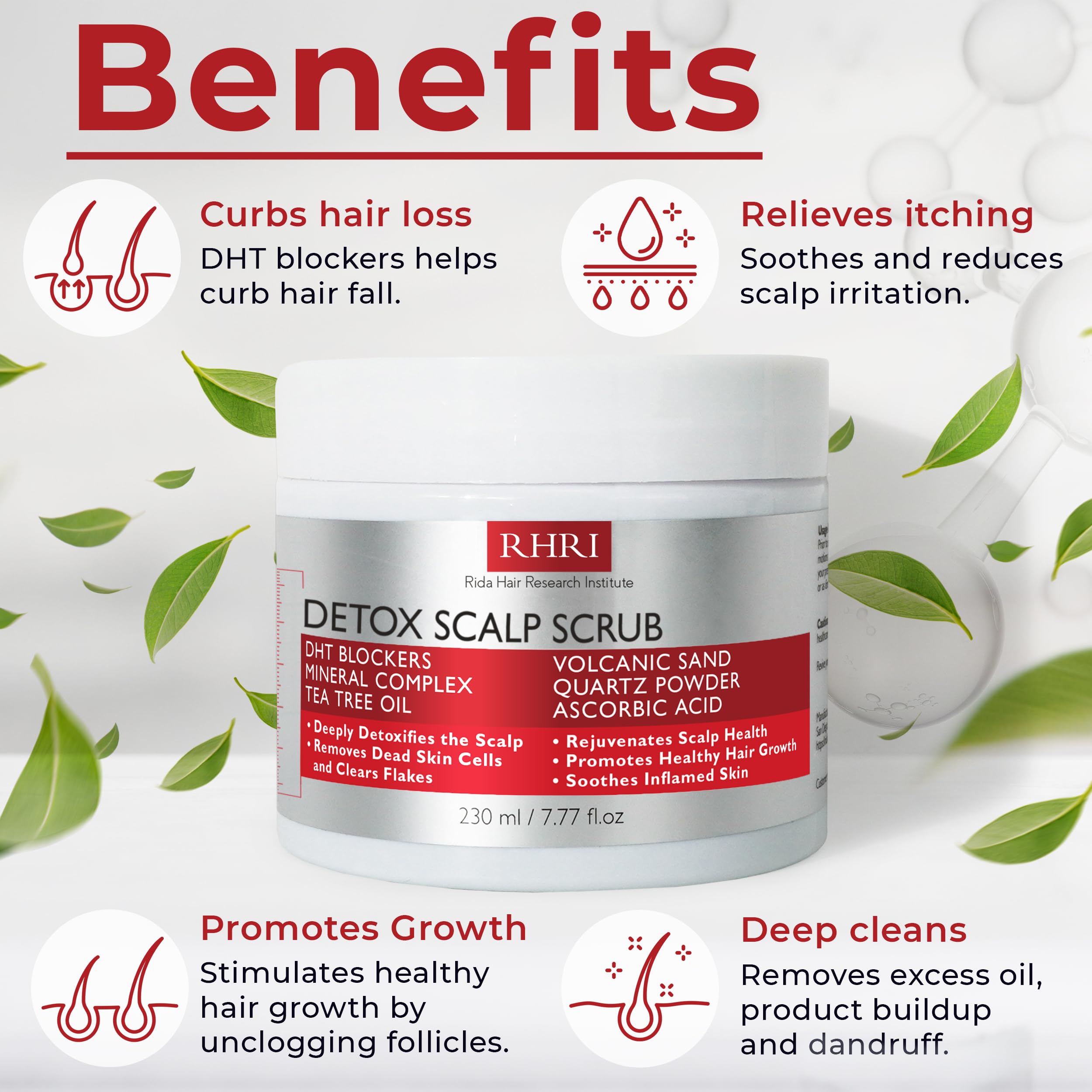 Rida Scalp Scrub mineral complex close-up showing gentle formula