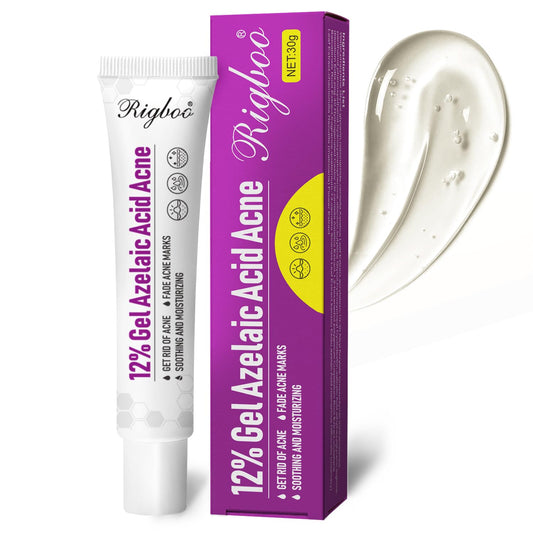 RIGBOO Azelaic Acid Serum bottle shows the 12% formula for brighter, more even skin.