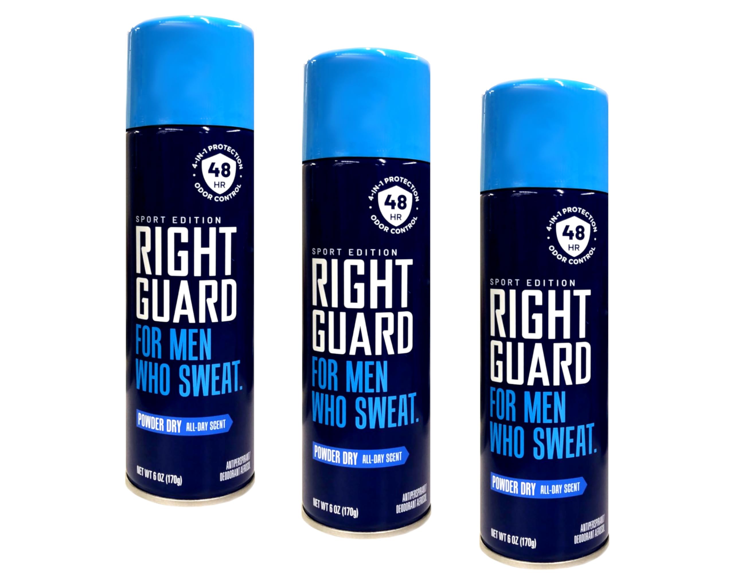 Right Guard Aerosol Sport Powder Dry bottle offers long-lasting sweat defense for active days.