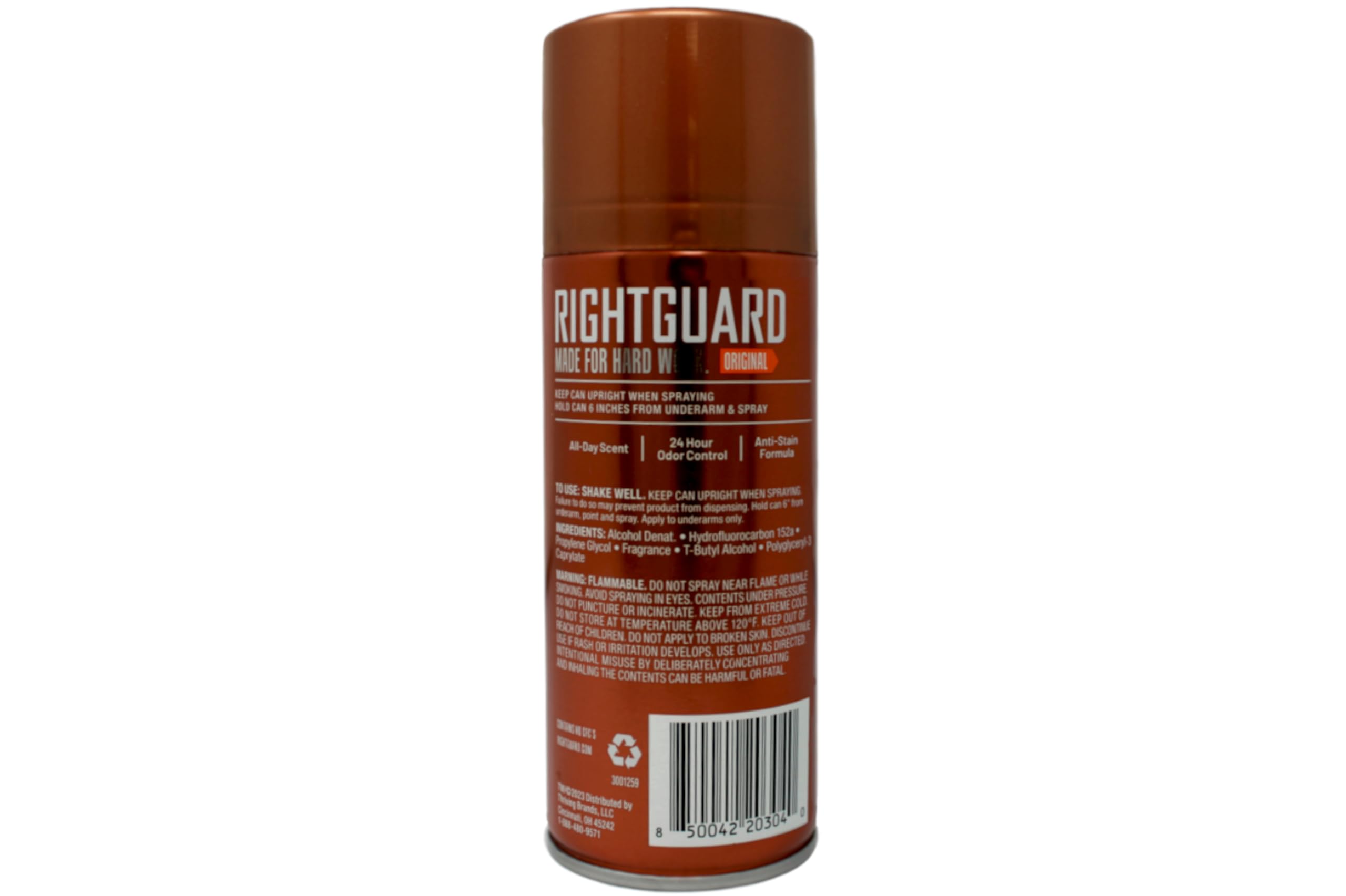 Right Guard Original deodorant spray clear formula helps prevent white marks on clothing.