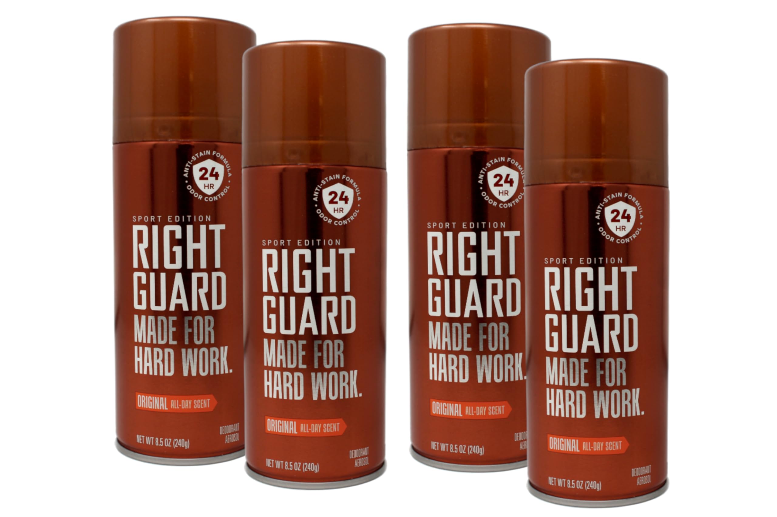 Right Guard Original deodorant spray underarm application for long-lasting freshness.