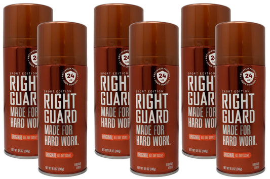 Right Guard Sport Deodorant Original aerosol front view for all-day odor protection.