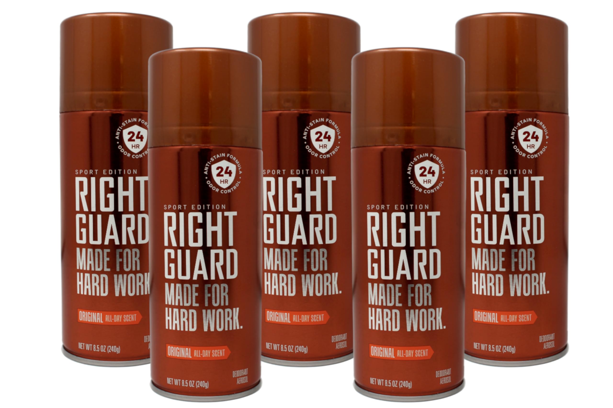 Right Guard Sport Original aerosol can front view offering all-day freshness.