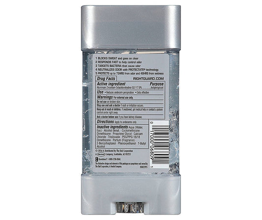 Right Guard Total Defense 5 Power Gel Arctic Refresh bottle close-up for quick-dry confident wear