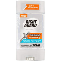 Right Guard Xtreme Clear Arctic Refresh gel deodorant bottle for long-lasting freshness and odor protection.