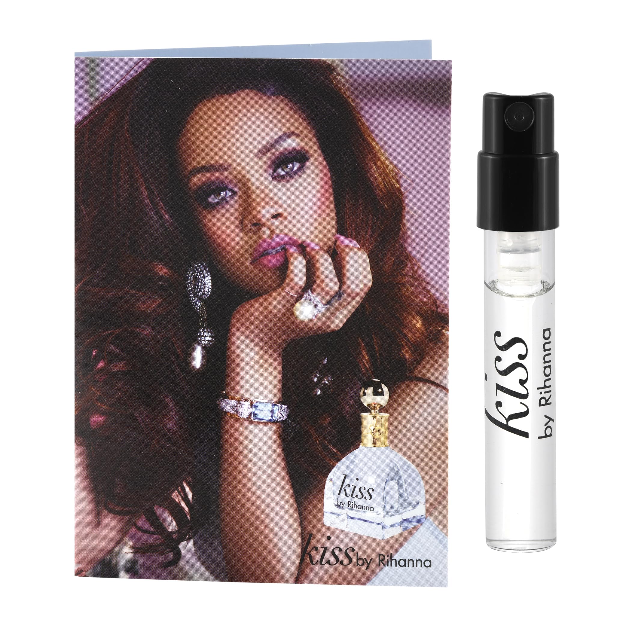 Rihanna sample vials close-up highlighting compact travel size.