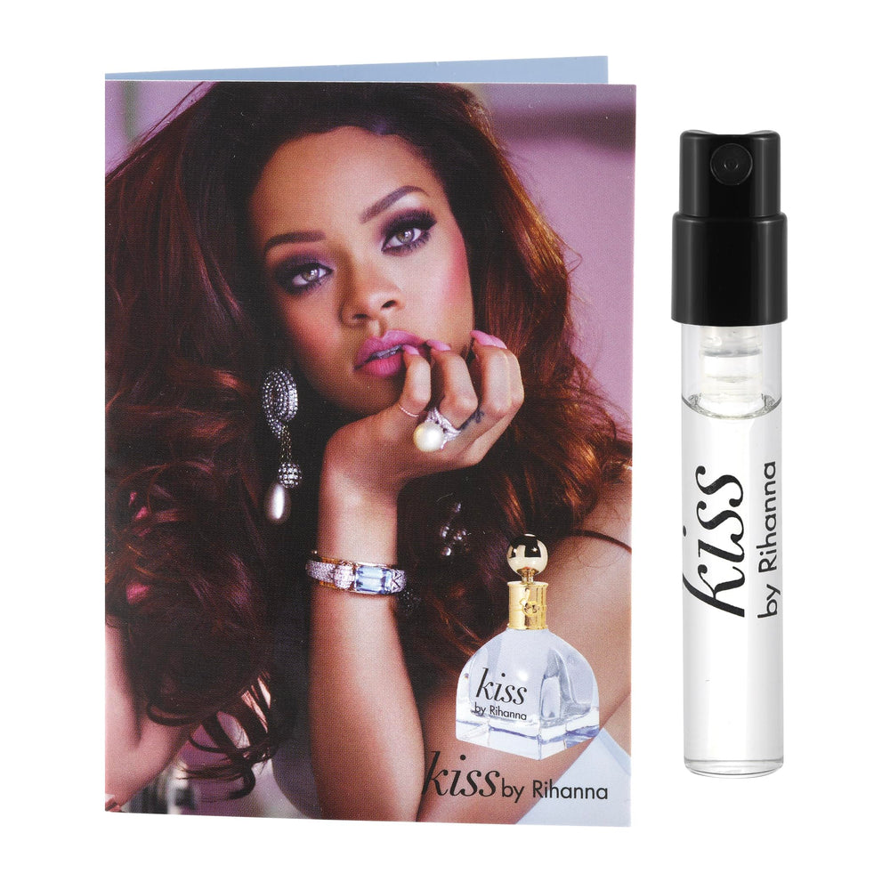 Rihanna sample vials close-up highlighting compact travel size.