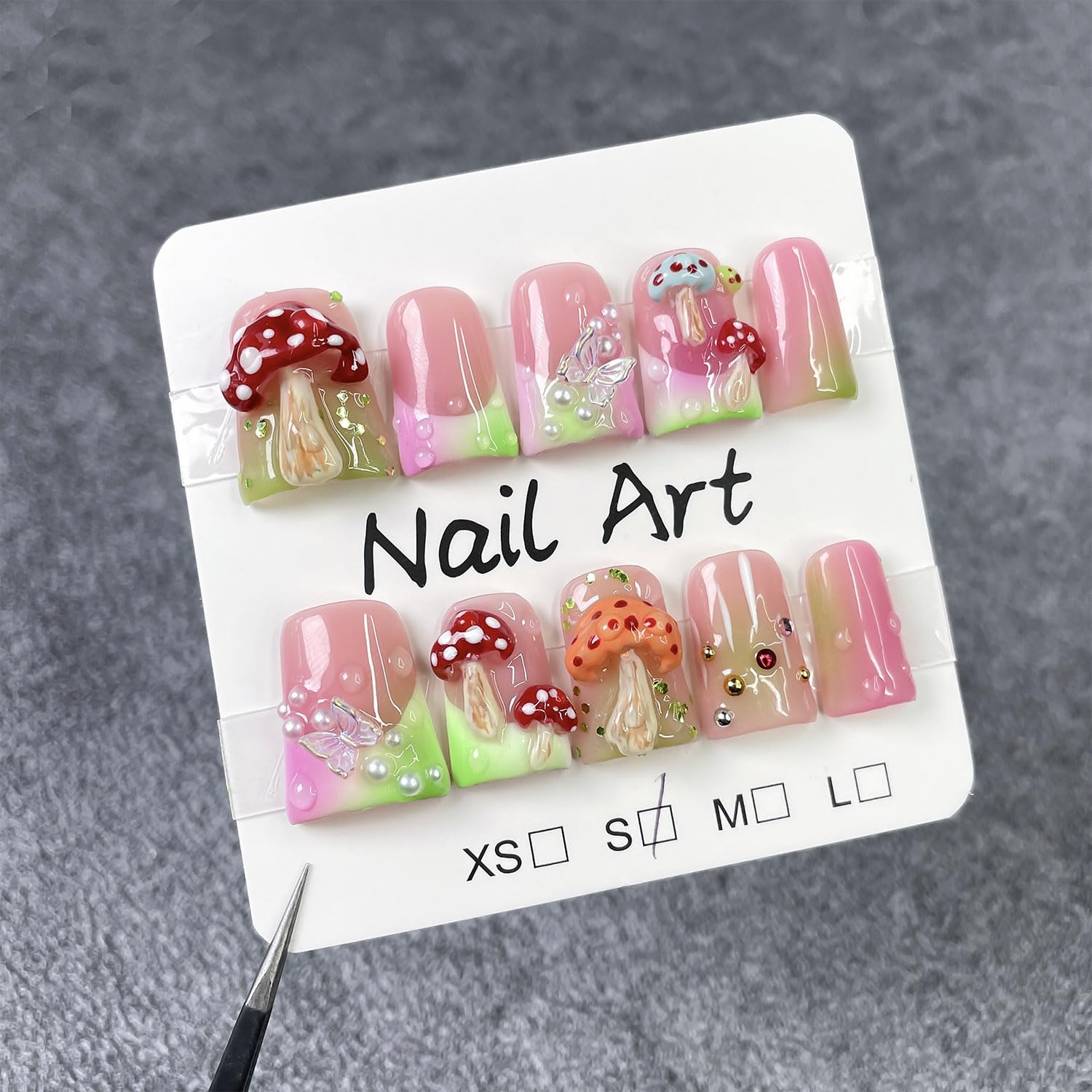 RIICFDD duck nails featuring 3D mushroom art for playful accents