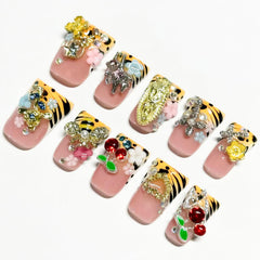 RIICFDD duck press-on nails glue tube included for quick bonding.