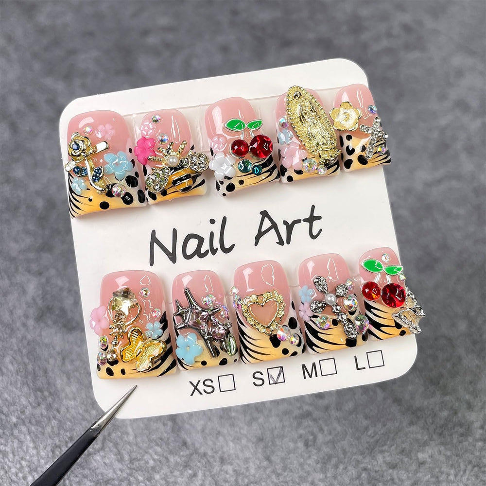 RIICFDD duck press-on nails with butterfly design for special occasions.
