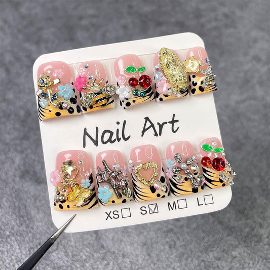 RIICFDD duck press-on nails with butterfly design for special occasions.