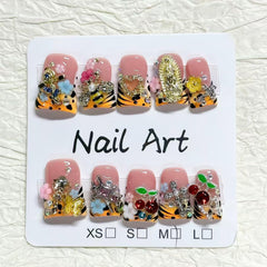 RIICFDD duck press-on nails glossy full-cover kit for easy application.