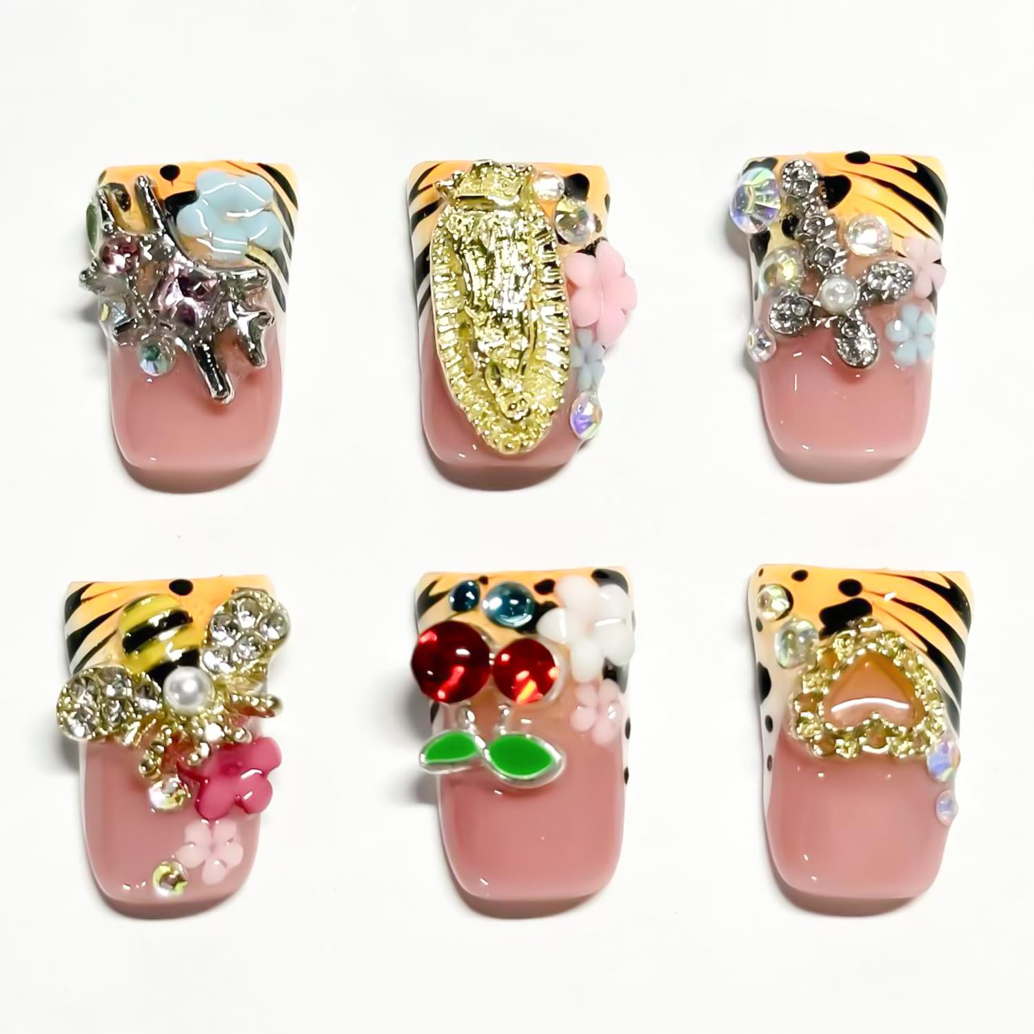 RIICFDD duck press-on nails leopard print for bold daily glamour.