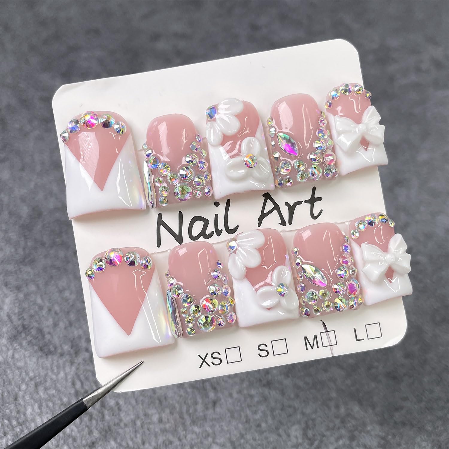 RIICFDD nude 5D flower art nails ready for quick salon-style wear