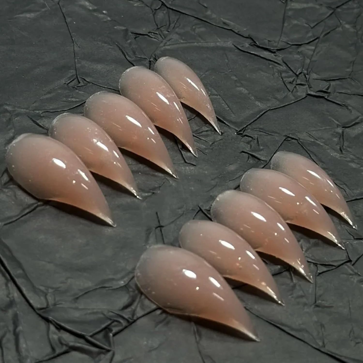 RIICFDD nude-glossy press-on nails with reusable acrylic for busy lifestyles